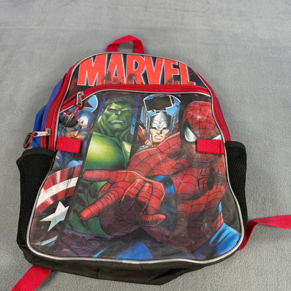 Marvel Avengers Backpack Spider-Man Hulk Thor Captain America Blue Red Boys Bag